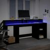 vidaXL Bureau met LED-verlichting 200x55x91 cm bewerkt hout zwart