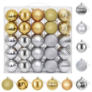 vidaXL Kerstballen set 50 st Zilver- en goudkleurig 8 cm Polystyreen