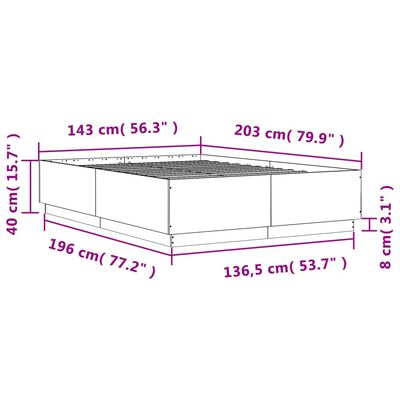 vidaXL Bedframe met LED-verlichting grijs sonoma eiken 140x200 cm