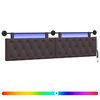 vidaXL Hangend hoofdbord Met LED-verlichting Donkerbruin Stof