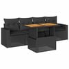 vidaXL 5-delige Loungeset met kussens poly rattan zwart