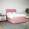 vidaXL Boxspring met matras fluweel roze 140x190 cm