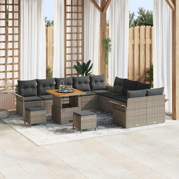 vidaXL Tuin Sofa Set met kussen met opslag met kussen 13 pcs Grijs
