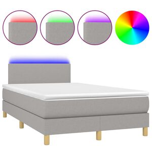 vidaXL Boxspring met matras en LED stof lichtgrijs 120x200 cm