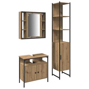 vidaXL Badkamermeubelset met plank 3 pcs Artisan Eiken Bewerkt hout