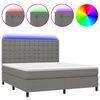 vidaXL Boxspring met matras en LED stof donkergrijs 180x200 cm
