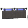 vidaXL Hangend hoofdbord Met LED-verlichting Zwart Antiek PU
