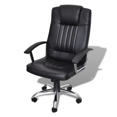 vidaXL Bureaustoel met exclusief design zwart 65x66x107-117 cm leer