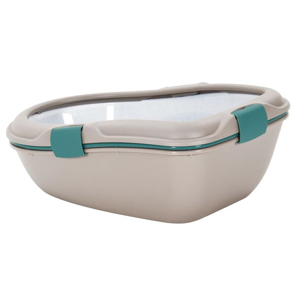 vidaXL Kattenbak 69,5x47x26 cm polypropeen bruin en wit