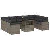 vidaXL 10-delige Loungeset met kussens poly rattan grijs