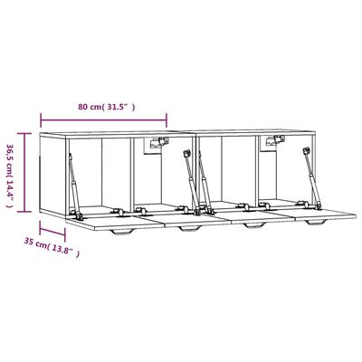 vidaXL Wandkasten 2 st 80x35x36,5 cm bewerkt hout gerookt eikenkleur