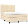 vidaXL Boxspring met matras stof cr&egrave;mekleurig 140x190 cm