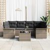 vidaXL Tuin Sofa Set met kussen 7 pcs Grijs Poly rattan, staal en glas