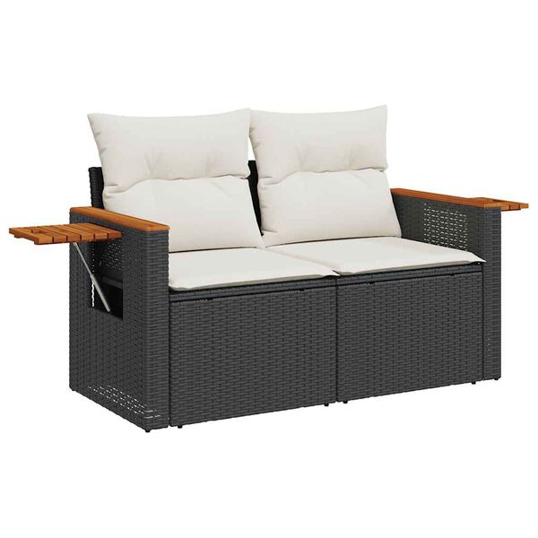 vidaXL 7-delige Loungeset met kussens poly rattan acacia zwart