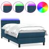 vidaXL Boxspring met matras en LED fluweel donkerblauw 90x210 cm