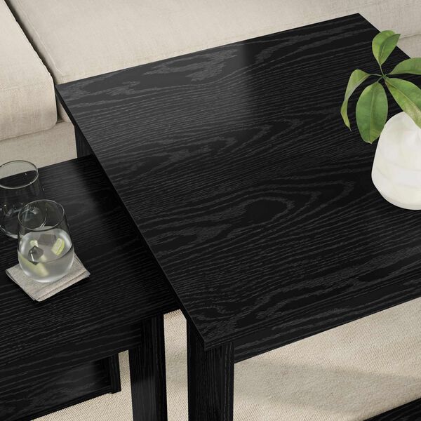 vidaXL Koffietafel Set 2 pcs Zwart Eiken Bewerkt hout