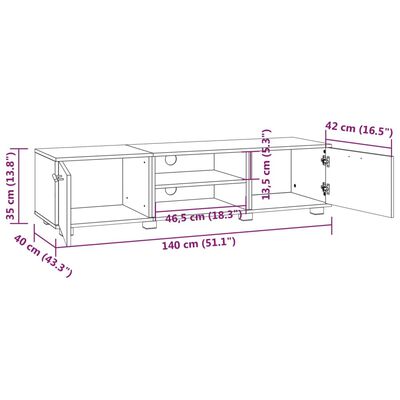 vidaXL Tv-meubel 140x40x35 cm bewerkt hout wit