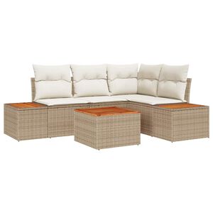 vidaXL Tuin Sofa Set met kussen 5 pcs Beige poly rattan