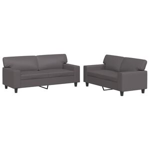 vidaXL 2-delige Loungeset kunstleer grijs