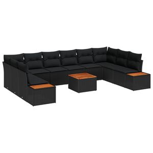 vidaXL Tuinbankenset 10 st 10-zits Zwart [Synthetisch]: Polyrattan