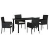 vidaXL Tuin eettafelset 5 st Zwart poly rattan