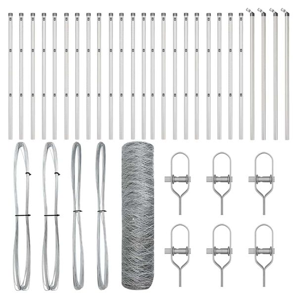 vidaXL Afrasteringspaal Zilver 50 x 0,8 m (50 mm gaas) Staal