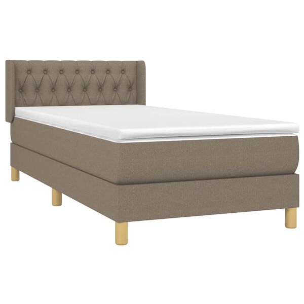 vidaXL Boxspring met matras stof taupe 90x190 cm