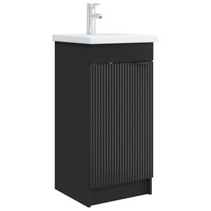 vidaXL Badkamermeubel met Wasbak Zwart 42 x 40 x 84,5 cm Bewerkt hout