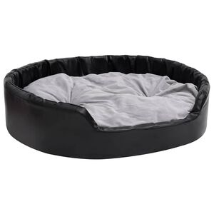 vidaXL Hondenmand 99x89x21 cm pluche en kunstleer zwart en grijs
