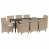 vidaXL Tuin eettafelset 9 pcs Beige poly rattan