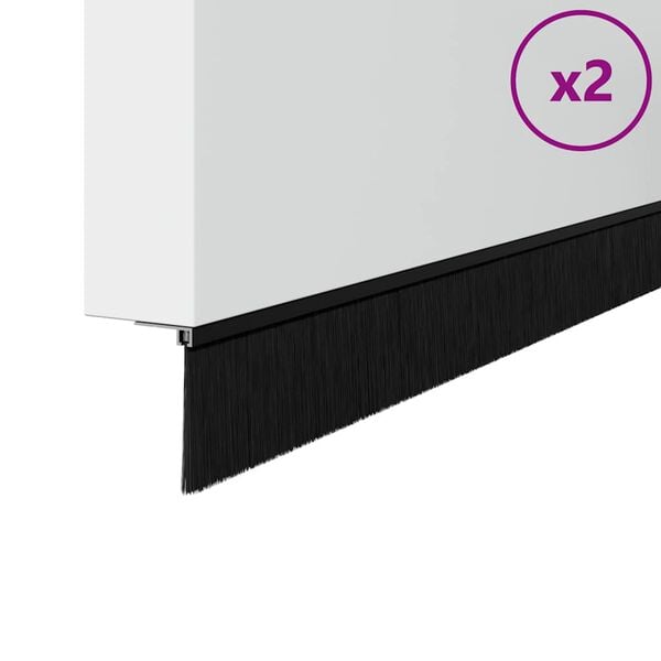 vidaXL Zelfklevende Deurborstels 2 pcs Zwart 100 cm Aluminium Legering