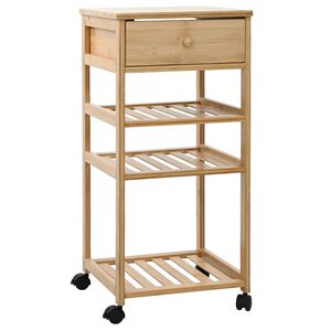 vidaXL Keukentrolley met Wielen Naturel 37 x 36 x 80 cm Bamboe