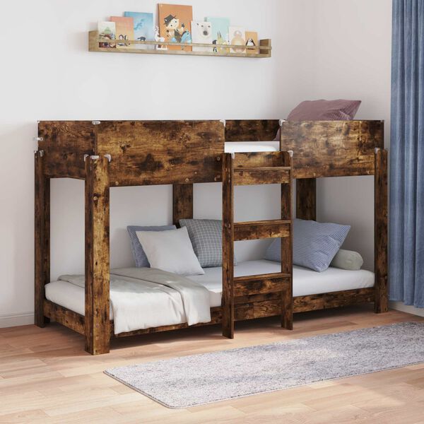 vidaXL Bunk Bed voor Kinderen Gerookt eiken 80 x 190 cm Bewerkt hout