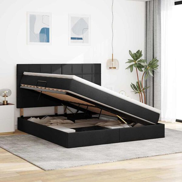 vidaXL Opslag bed met matras met matras Zwart 180 x 200 cm Polyester