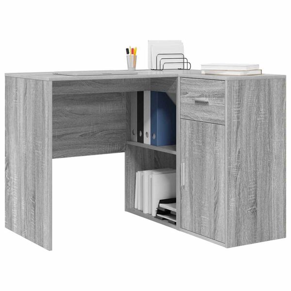 vidaXL Hoekbureau met lade Grijs Sonoma 102 x 88 x 75 cm