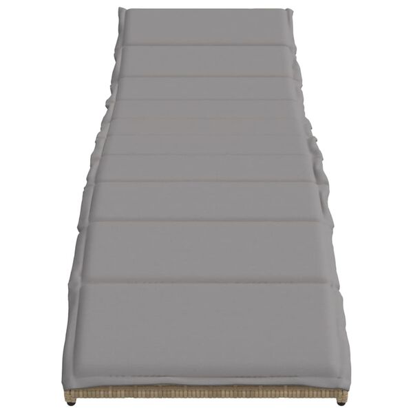 vidaXL Ligbed met kussen 55x199x50 cm poly rattan beige