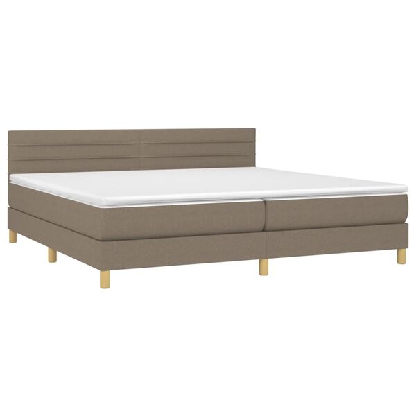 vidaXL Boxspring met matras stof taupe 200x200 cm