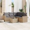 vidaXL 6-delige Loungeset met kussens poly rattan beige