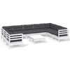 vidaXL 10-delige Loungeset met kussens grenenhout wit