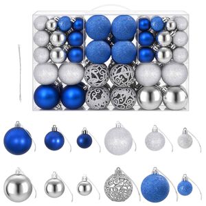 vidaXL Kerstballen 100 st 3/4/6 cm blauw en zilverkleurig