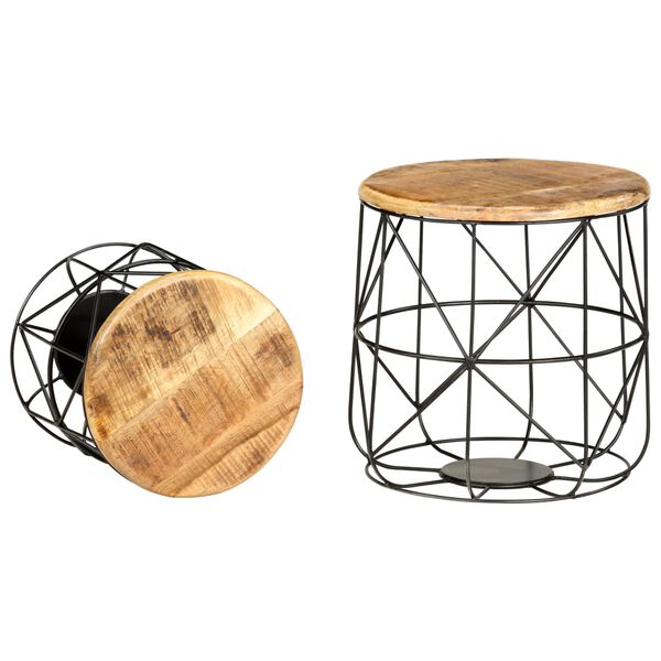 vidaXL Salontafels 2 st massief mangohout