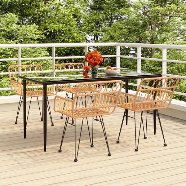 vidaXL 5-delige Tuinset poly rattan