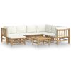 vidaXL 8-delige Loungeset met kussens bamboe cr&egrave;mewit