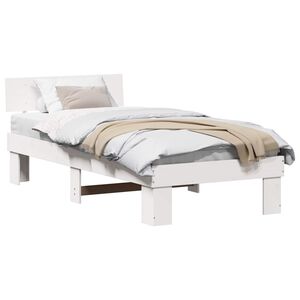 vidaXL Bedframe met hoofdeinde Wit 100 x 200 cm Massief grenenhout