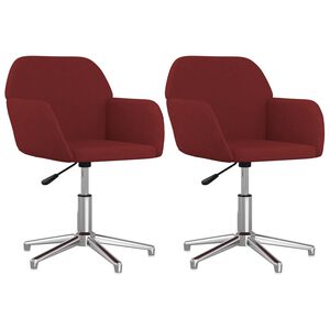 vidaXL Eetkamerstoelen draaibaar 2 st stof wijnrood