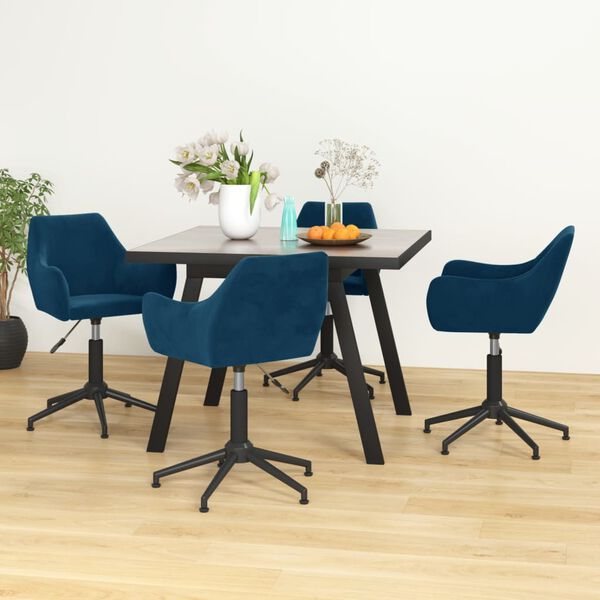 vidaXL Eetkamerstoelen draaibaar 4 st fluweel blauw