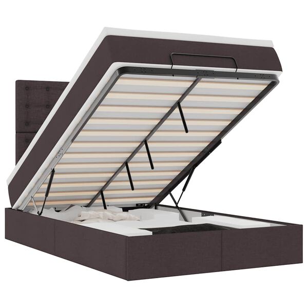 vidaXL Ottoman bed met matras en LED's 120x190 cm stof donkerbruin