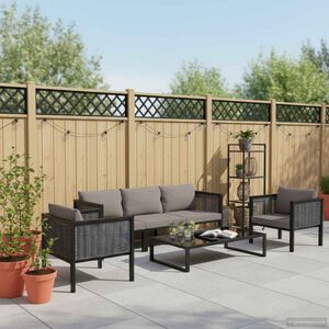 vidaXL 6-delige Loungeset met kussens poly rattan antraciet