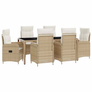 vidaXL Buiten eettafelset 7 pcs Beige en Cr&egrave;me Wit 190 x 90 x 75 cm