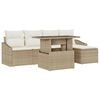 vidaXL Tuin Sofa Set 6 st Beige en Cr&egrave;me poly rattan